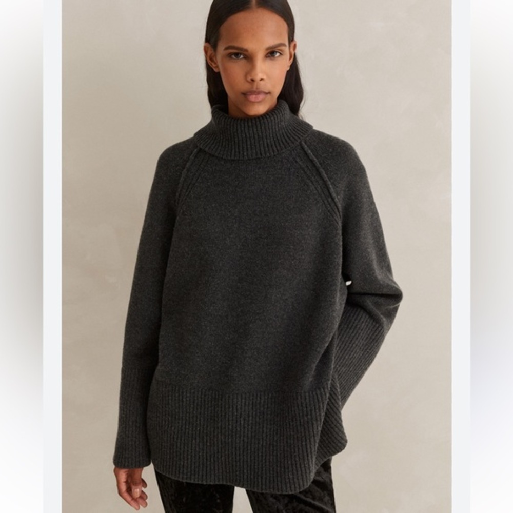 ME+EM Merino Cashmere Oversized Longline Charcoal Gray‎ sweater
